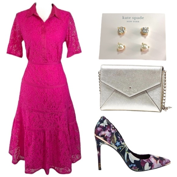 NWT Nanette Lepore Lace Collared Button Down Dress sz 8 - Picture 12 of 15